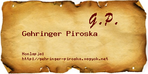 Gehringer Piroska névjegykártya